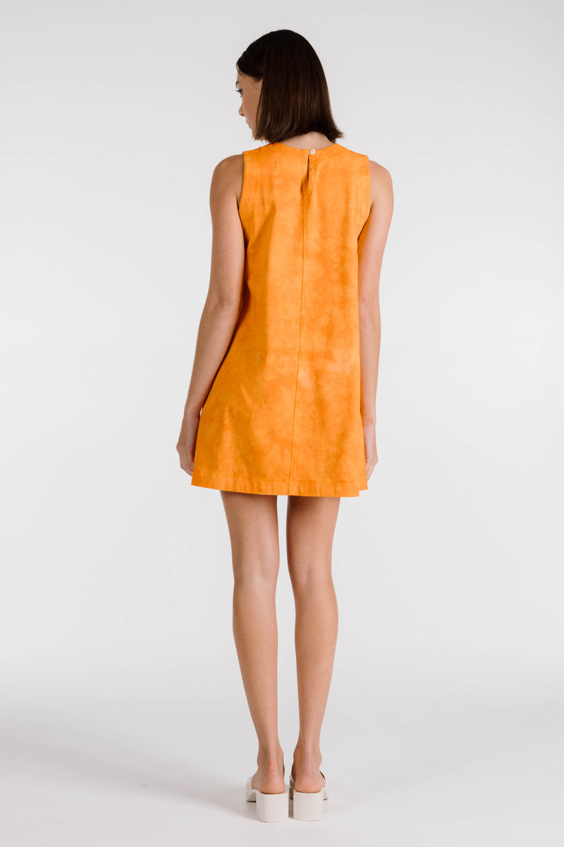 LE FLEUR ORGANIC COTTON TIE DYE SHIFT DRESS - TANGERINE