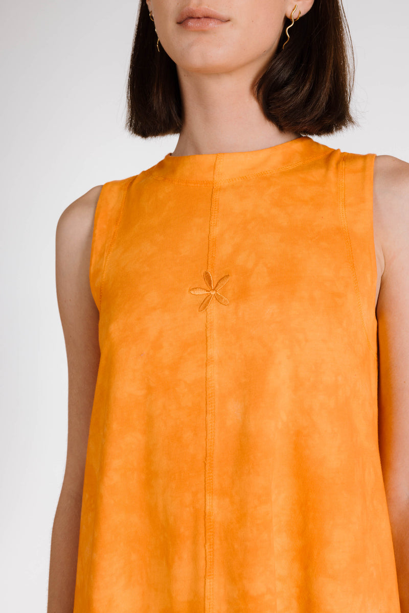 LE FLEUR ORGANIC COTTON TIE DYE SHIFT DRESS - TANGERINE