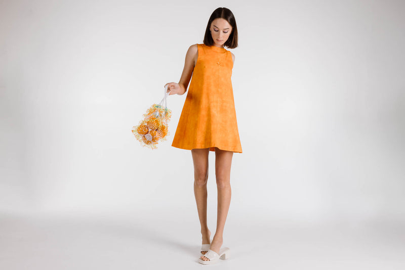 LE FLEUR ORGANIC COTTON TIE DYE SHIFT DRESS - TANGERINE