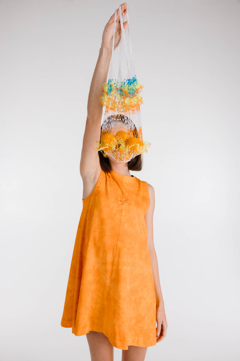 LE FLEUR ORGANIC COTTON TIE DYE SHIFT DRESS - TANGERINE