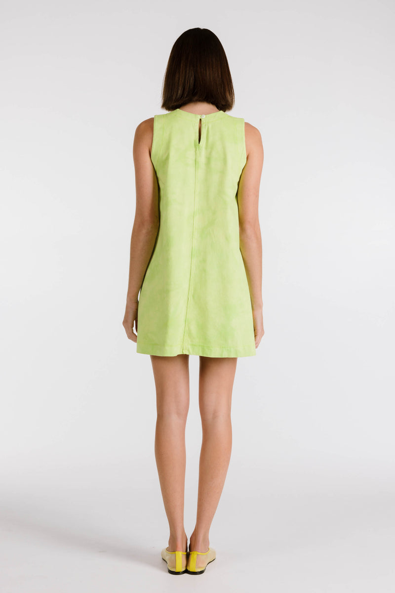 LE FLEUR ORGANIC COTTON TIE DYE SHIFT DRESS - APPLE