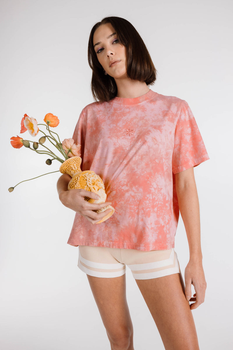 LE FLEUR ORGANIC COTTON TIE DYE OG TEE - ROSE