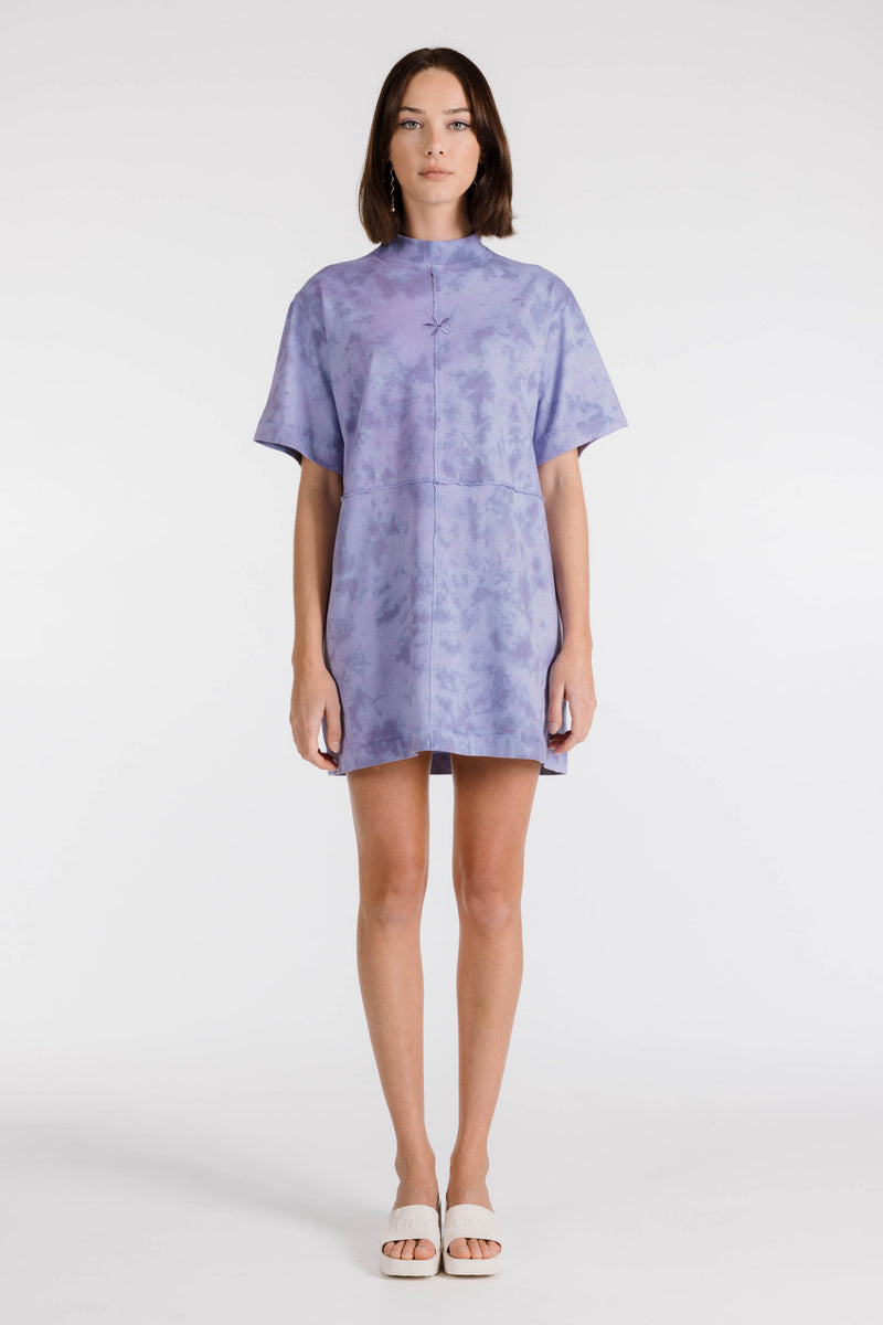 LE FLEUR ORGANIC COTTON TIE DYE SHIRT DRESS - GRAPE