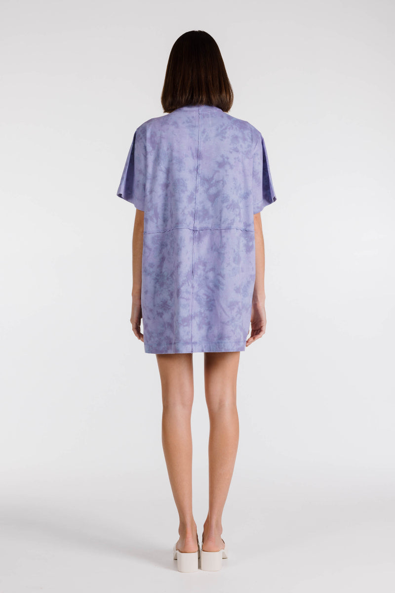 LE FLEUR ORGANIC COTTON TIE DYE SHIRT DRESS - GRAPE