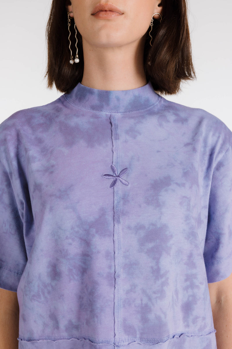 LE FLEUR ORGANIC COTTON TIE DYE SHIRT DRESS - GRAPE