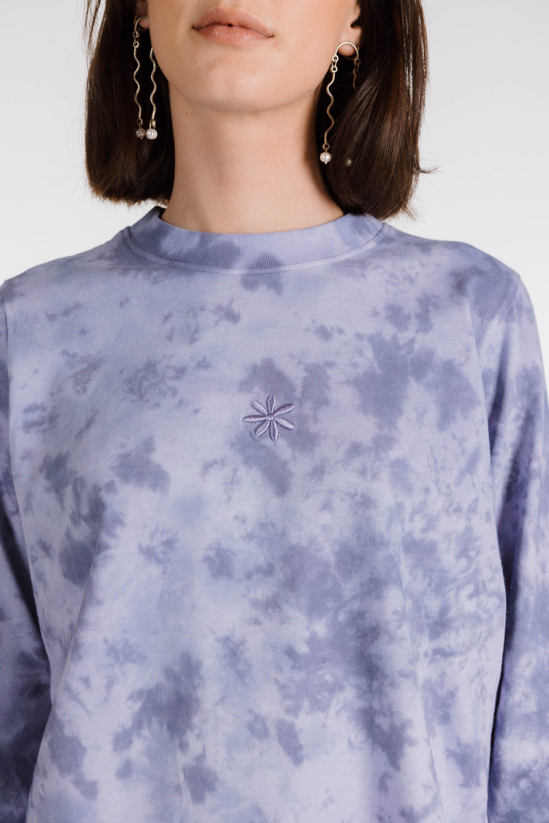 LE FLEUR ORGANIC COTTON TIE DYE LONG SLEEVE SHIRT - HYACINTH