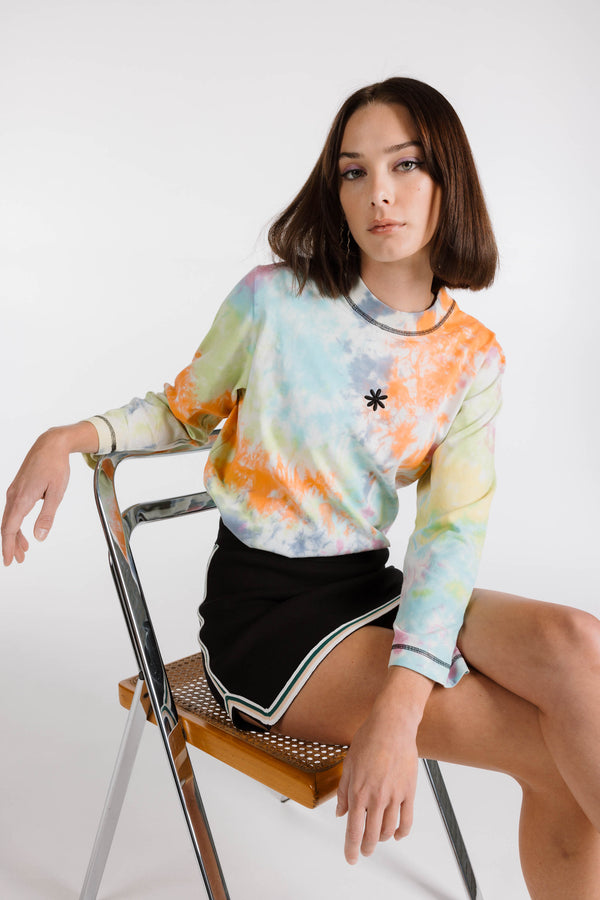 LE FLEUR ORGANIC COTTON TIE DYE LONG SLEEVE SHIRT - RAINBOW