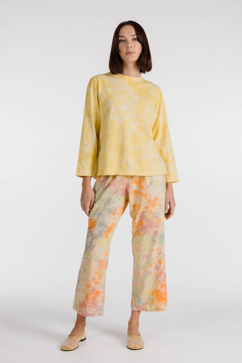 LE FLEUR ORGANIC COTTON TIE DYE LONG SLEEVE SHIRT - DAISY