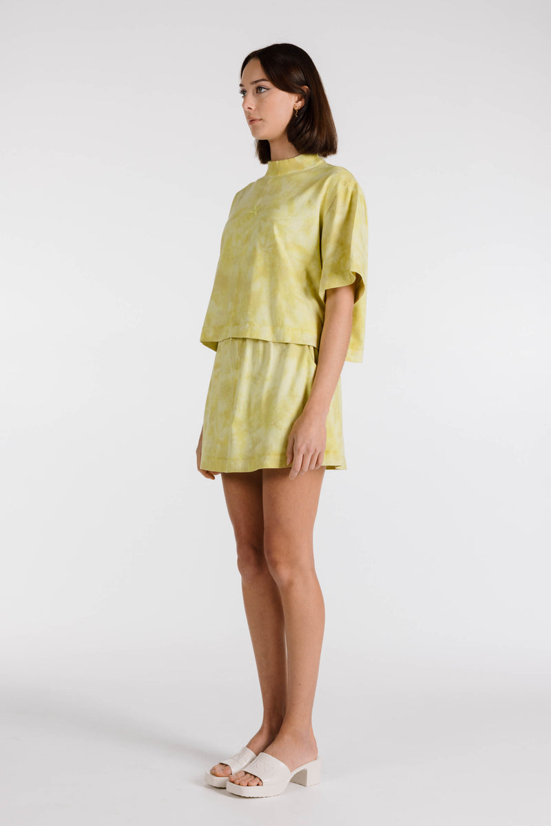 LE FLEUR ORGANIC COTTON TIE DYE BOXY CROP - LIMONCELLO