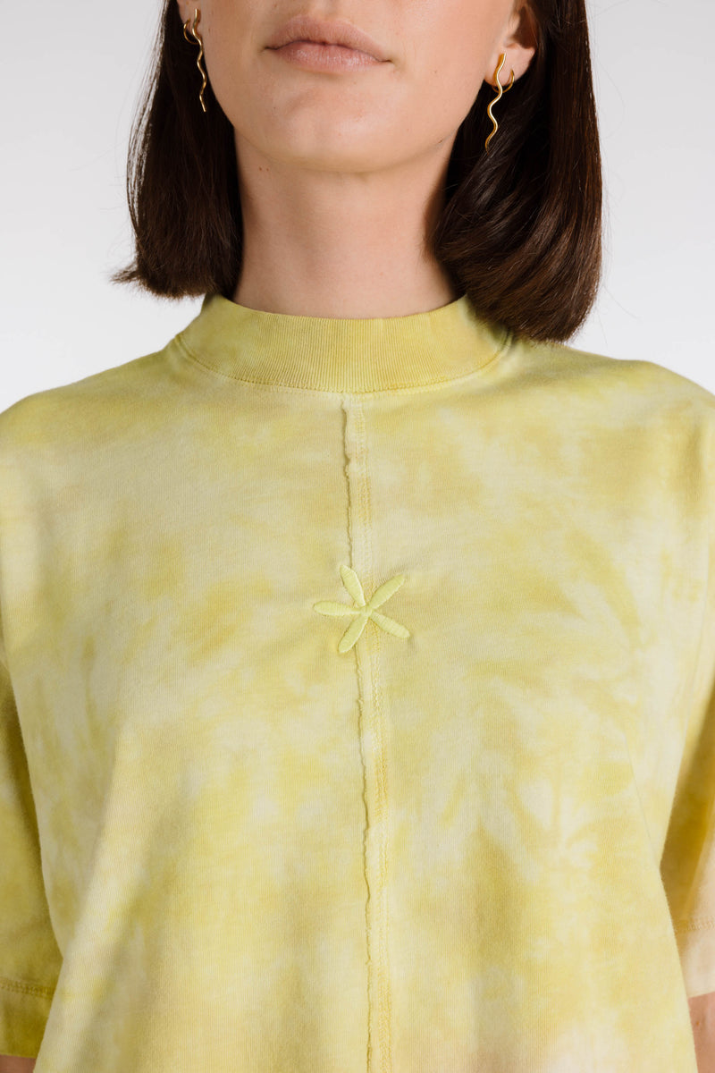 LE FLEUR ORGANIC COTTON TIE DYE BOXY CROP - LIMONCELLO