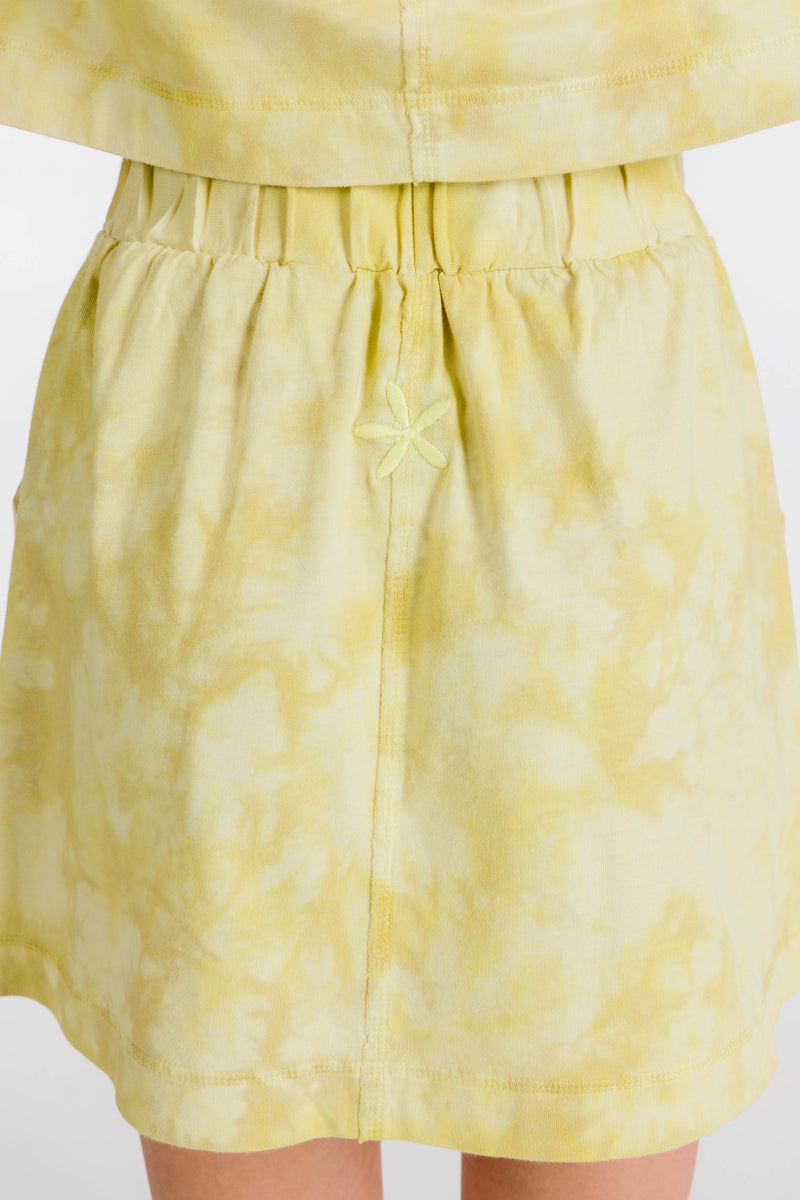 LE FLEUR ORGANIC COTTON TIE DYE MINI SKIRT - LIMONCELLO