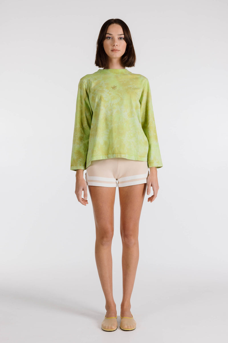 LE FLEUR ORGANIC COTTON TIE DYE LONG SLEEVE SHIRT - KIWI