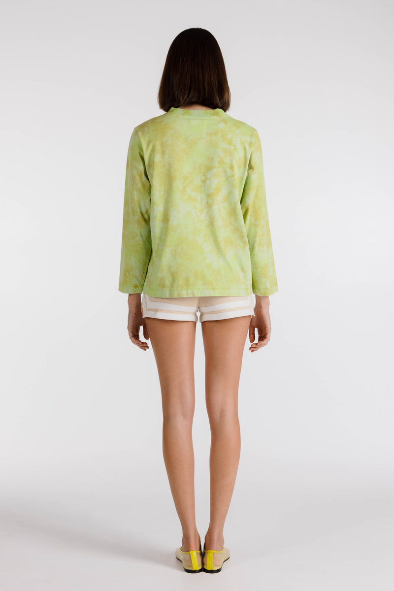 LE FLEUR ORGANIC COTTON TIE DYE LONG SLEEVE SHIRT - KIWI