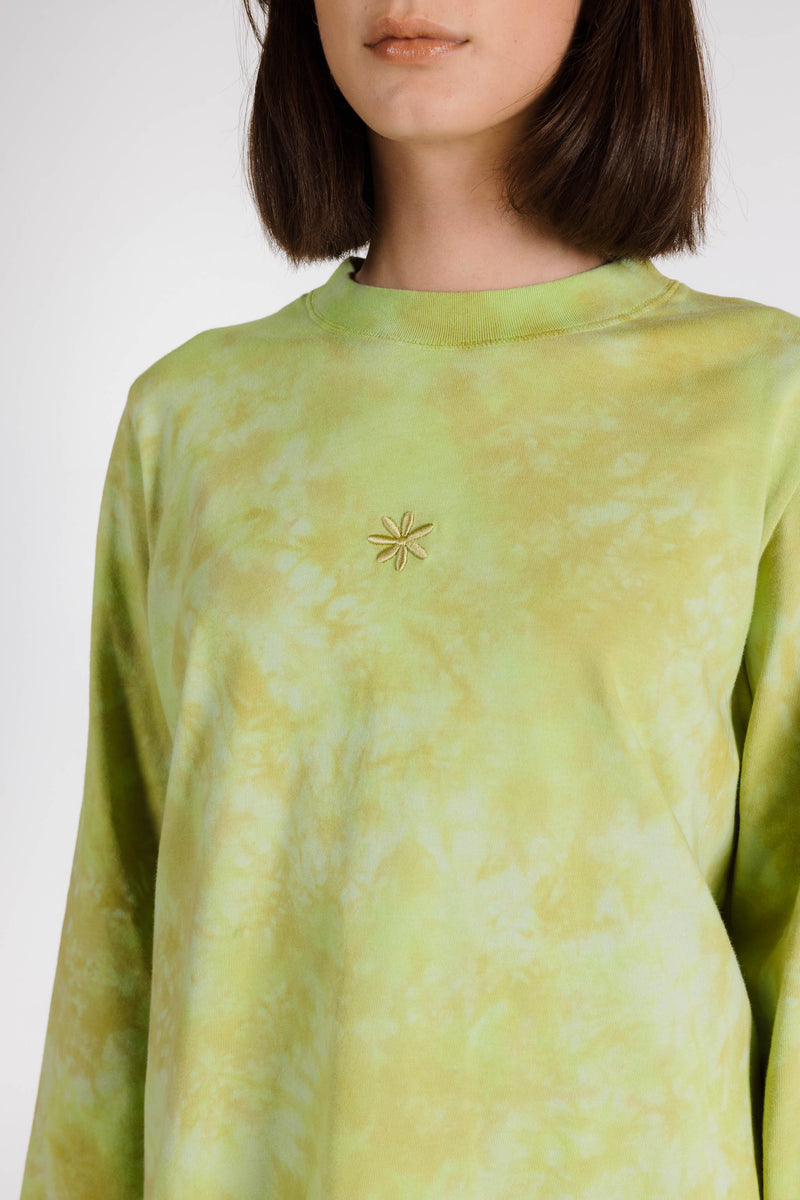 LE FLEUR ORGANIC COTTON TIE DYE LONG SLEEVE SHIRT - KIWI