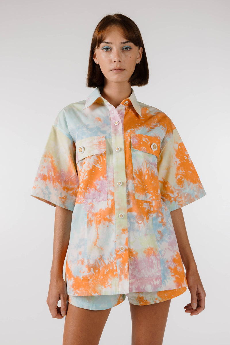 PRE ORDER ~ OCTOBER | KALEIDOSCOPE OVERSIZE POCKET SHIRT - Kaleidoscope Tie Dye
