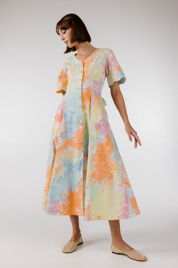 PRE ORDER ~ NOVEMBER | NEW WAVE LONG DRESS - Kaleidoscope Tie Dye