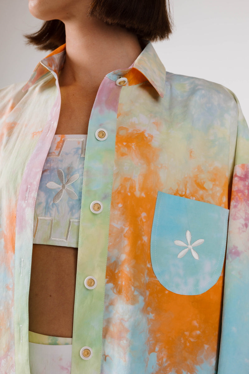 PRE ORDER ~ OCTOBER | KALEIDOSCOPE FLOWER POCKET SHIRT - Kaleidoscope Tie Dye