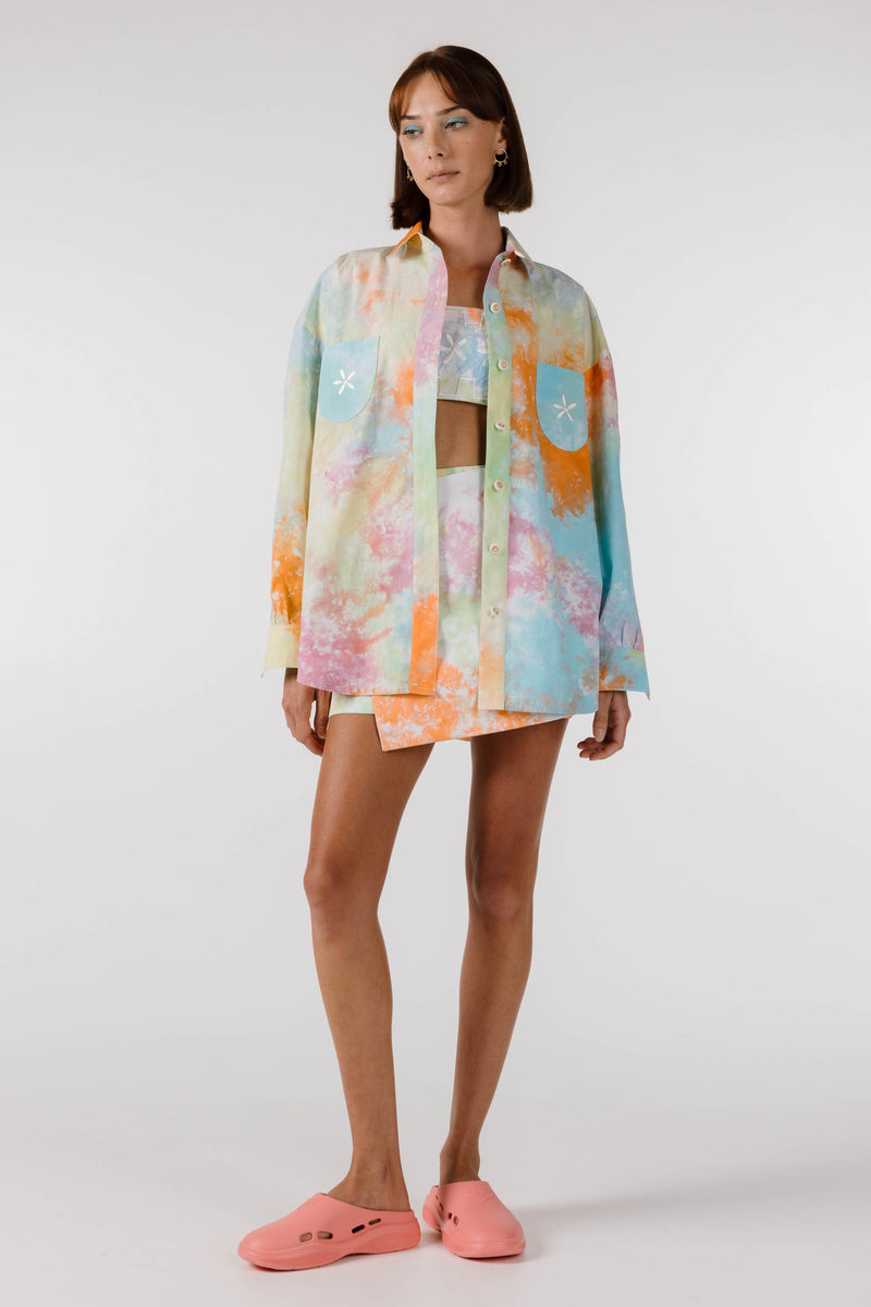 PRE ORDER ~ OCTOBER | KALEIDOSCOPE FLOWER POCKET SHIRT - Kaleidoscope Tie Dye