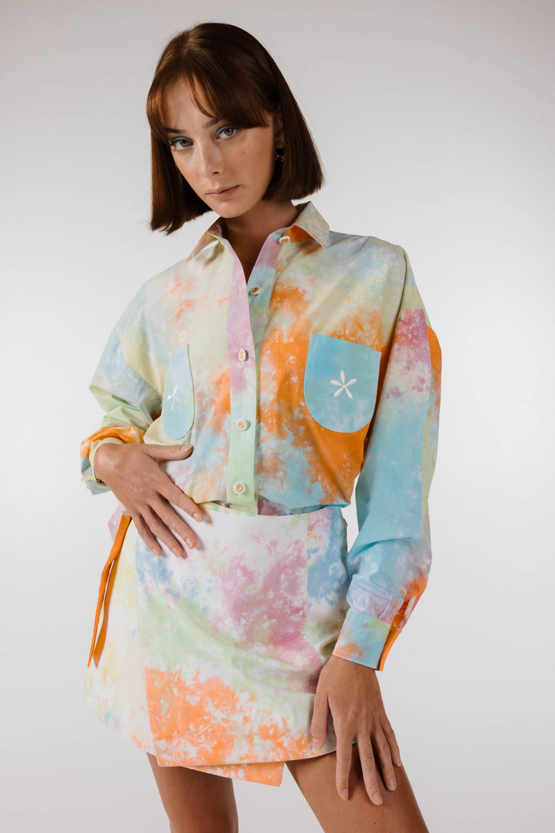 PRE ORDER ~ OCTOBER | KALEIDOSCOPE FLOWER POCKET SHIRT - Kaleidoscope Tie Dye