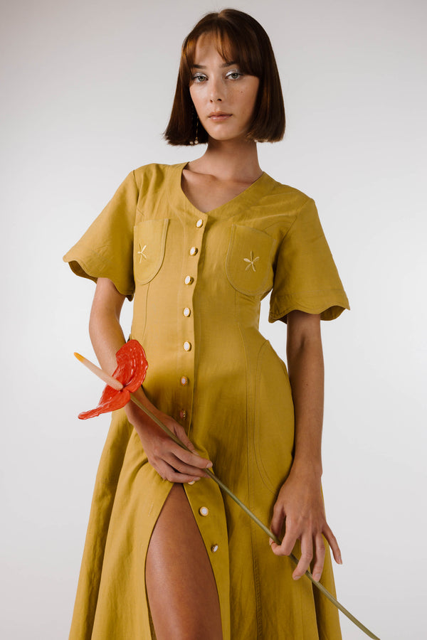 PRE ORDER ~ NOVEMBER | NEW WAVE LONG DRESS - Olive