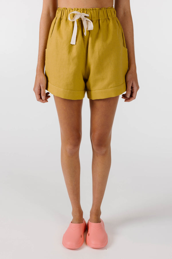 FLOWERS FOREVER EMBROIDERED SHORT - Olive