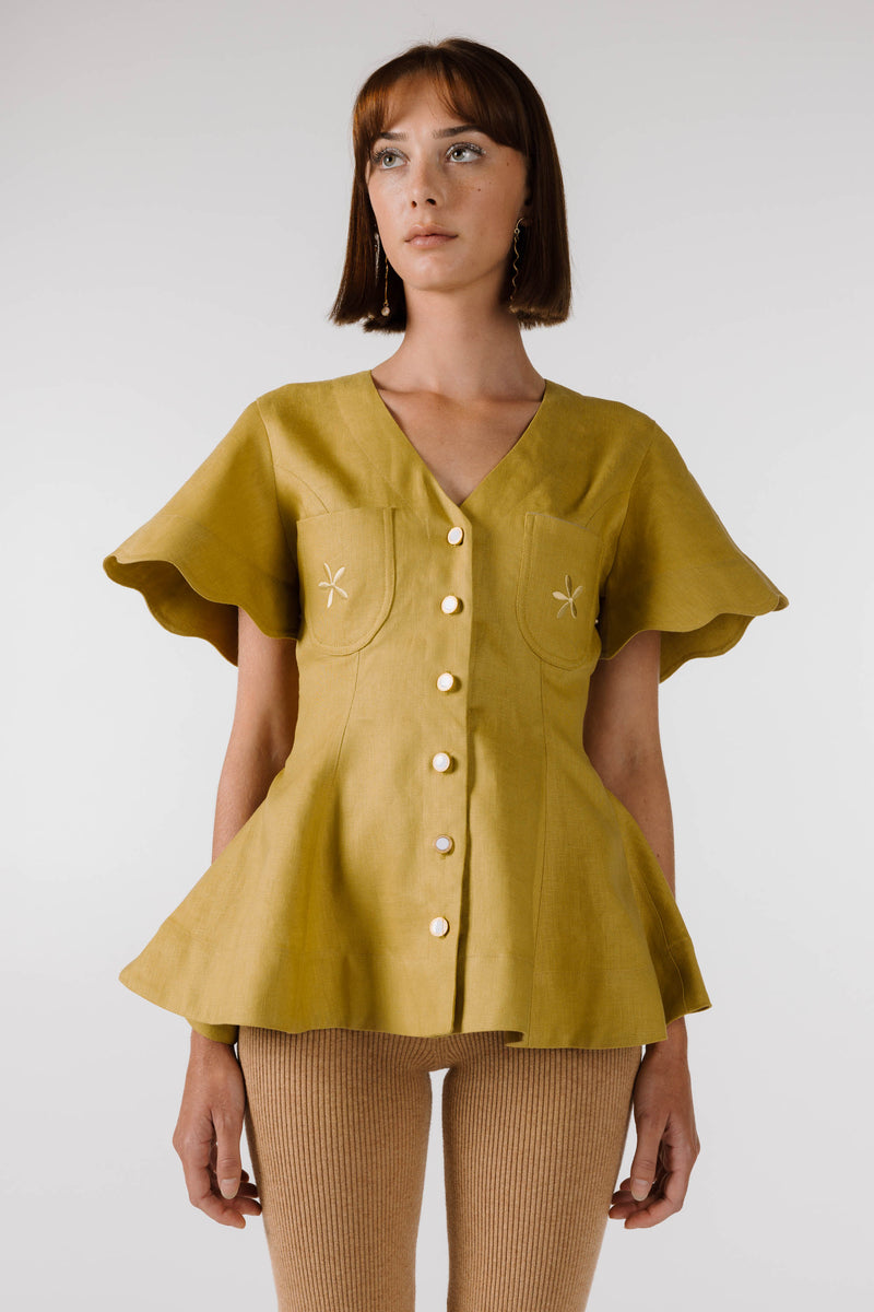PRE ORDER ~ NOVEMBER | NEW WAVE FLOUNCE TOP - Olive
