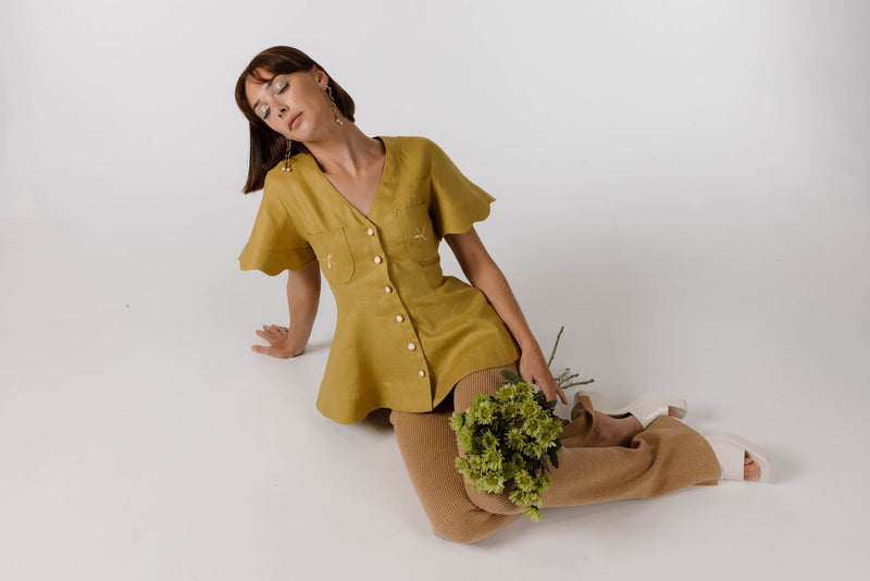 PRE ORDER ~ NOVEMBER | NEW WAVE FLOUNCE TOP - Olive