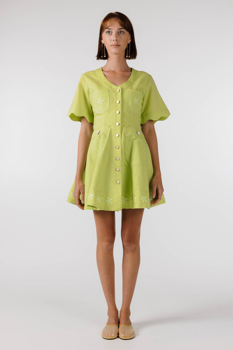 PRE ORDER ~ DECEMBER | NEW WAVE MINI DRESS - Lime