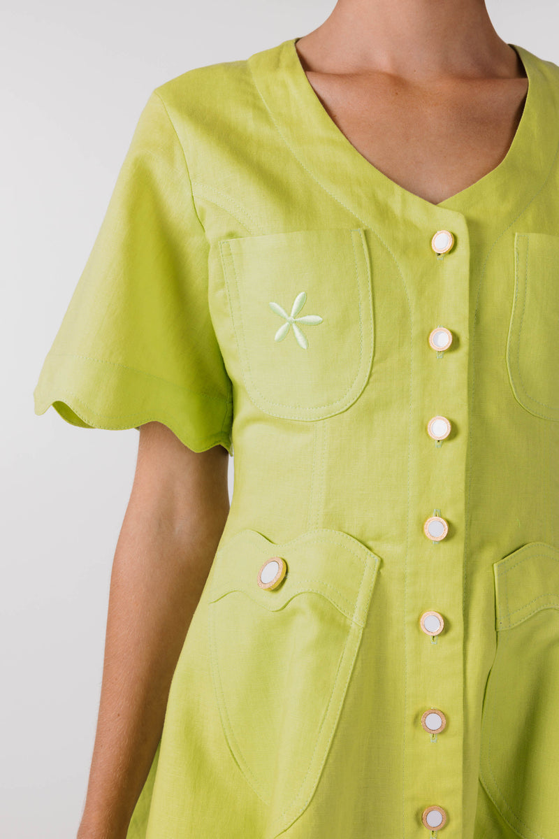 MADE TO ORDER ORDER | NEW WAVE MINI DRESS - Lime / Magnolia
