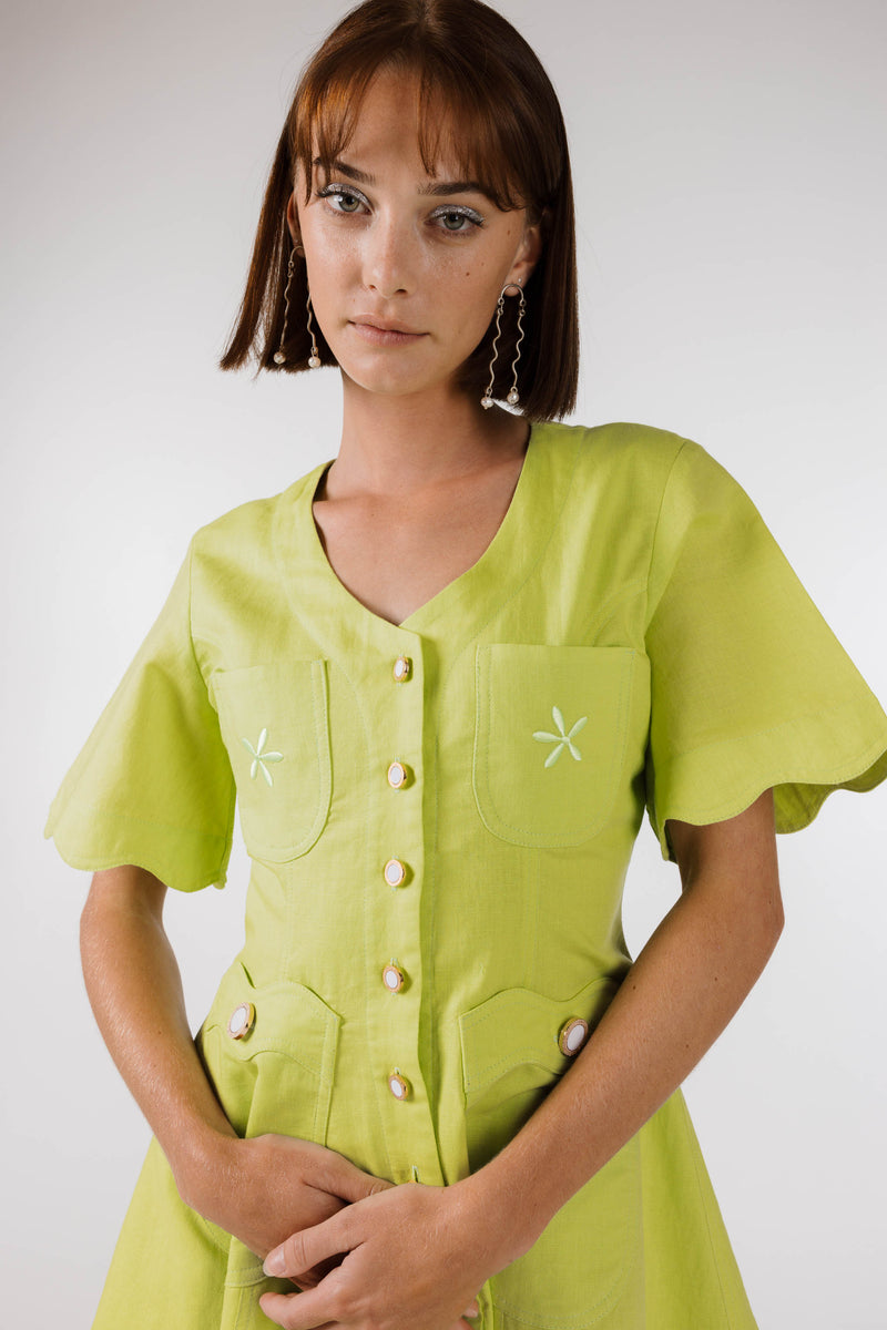 PRE ORDER ~ DECEMBER | NEW WAVE MINI DRESS - Lime