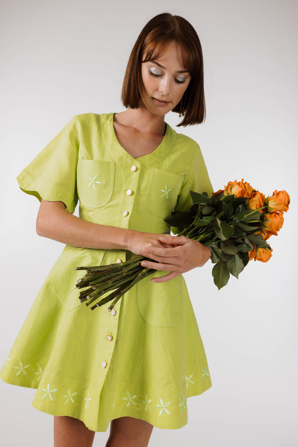 PRE ORDER ~ DECEMBER | NEW WAVE MINI DRESS - Lime