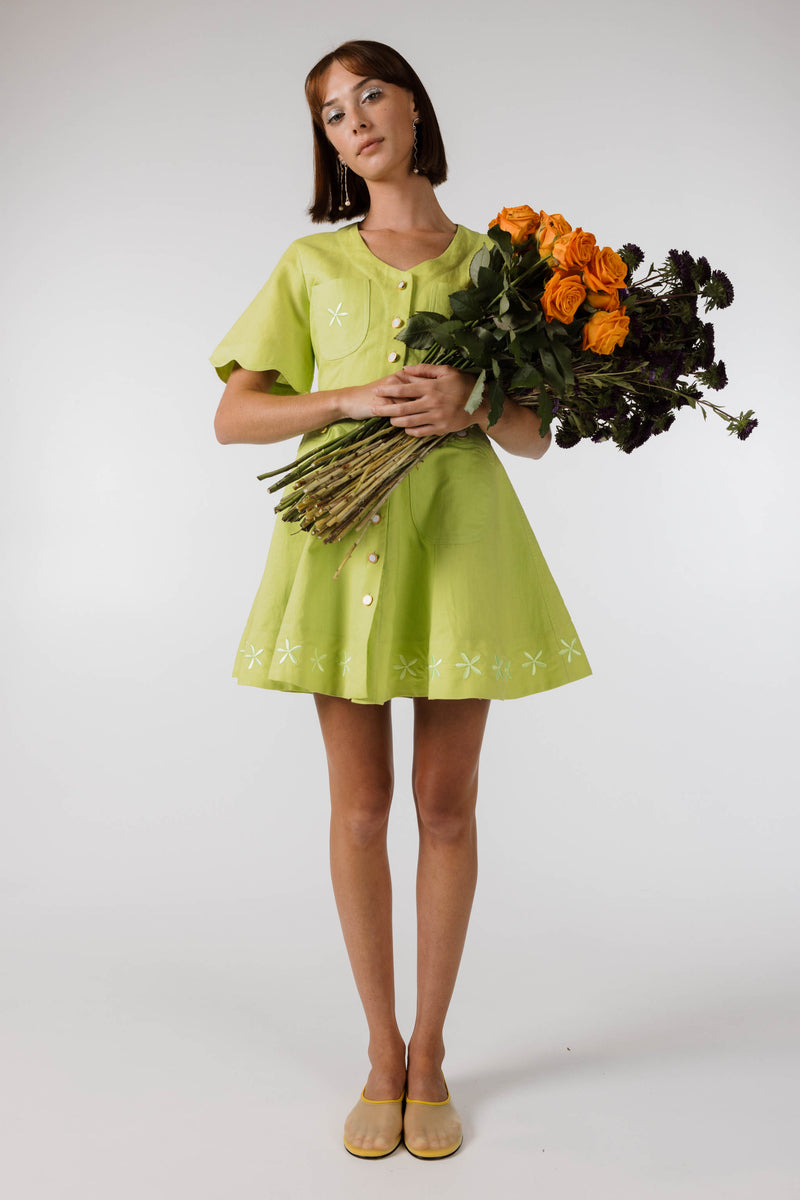 PRE ORDER ~ DECEMBER | NEW WAVE MINI DRESS - Lime