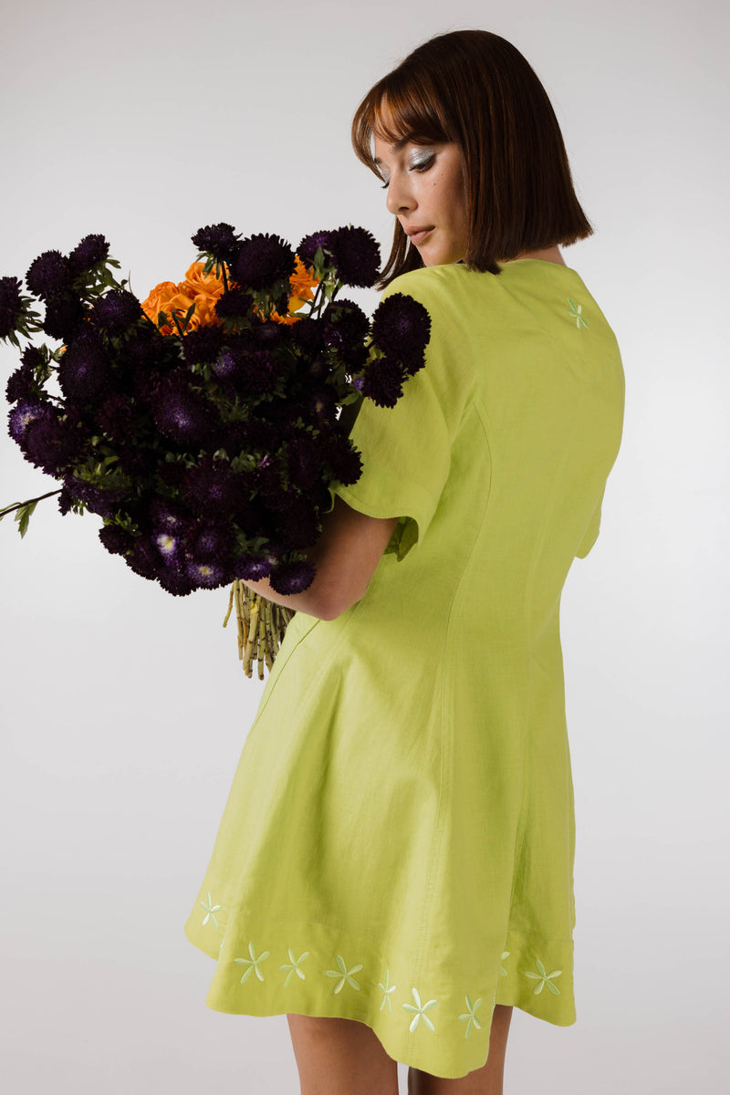 PRE ORDER ~ DECEMBER | NEW WAVE MINI DRESS - Lime