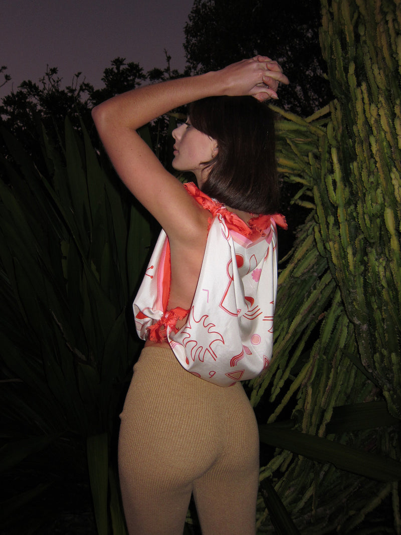 THE ISLAND SILK SCARF TOP - WHITE