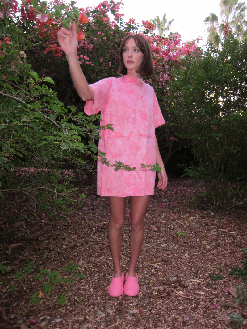 ROSIE TIE DYE SHIRT DRESS - ROSE