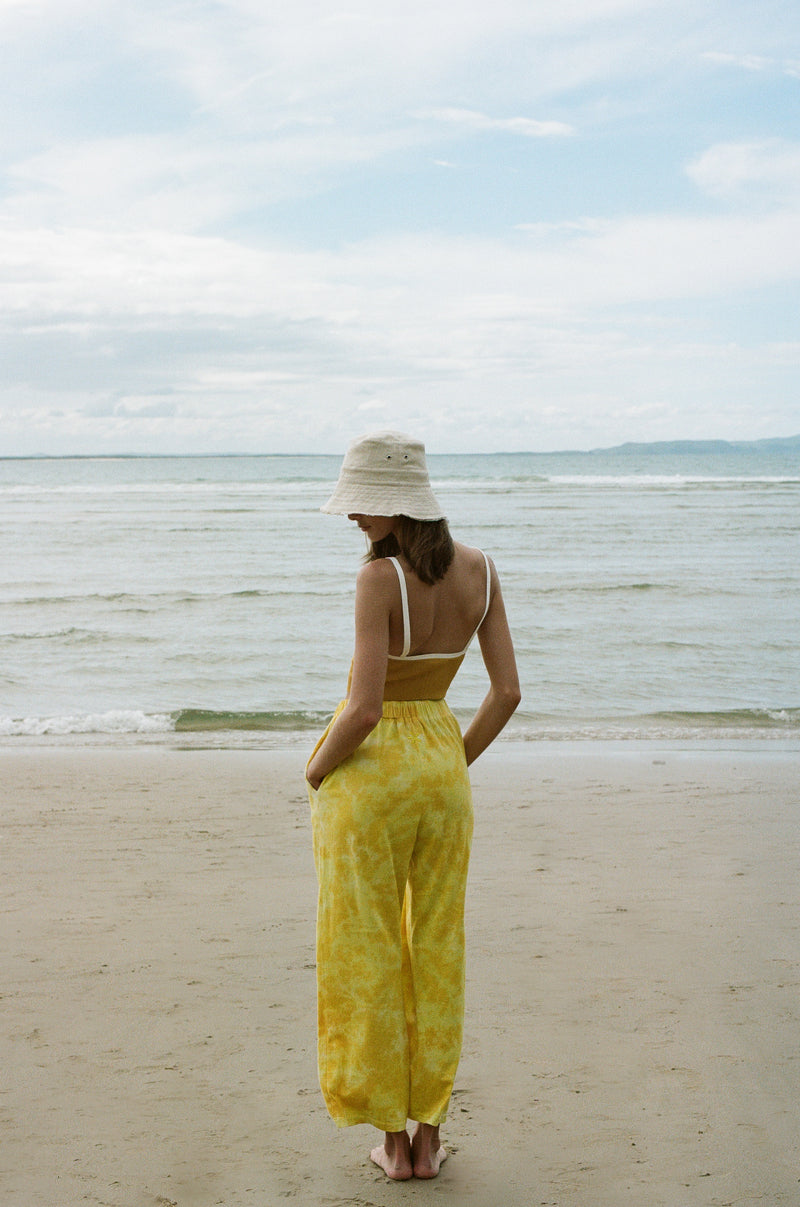 FLOWER POWER ORGANIC COTTON TIE DYE PANT - LEMON