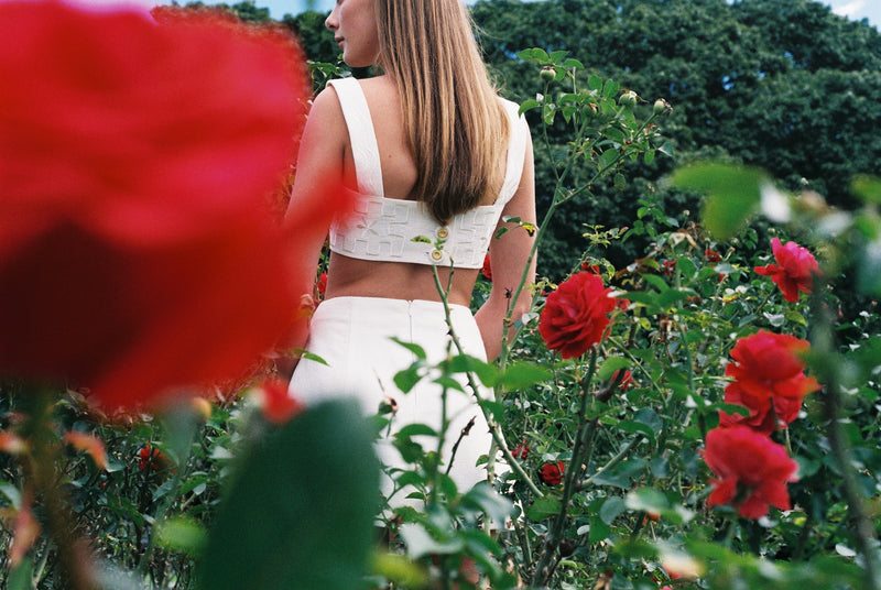 FLOWERS FOREVER EMBROIDERED BODICE - MAGNOLIA