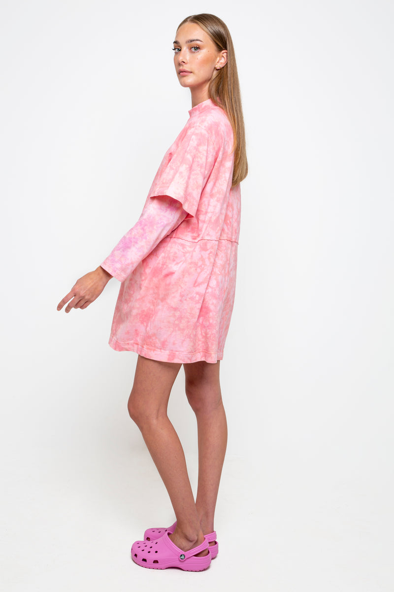 ROSIE TIE DYE SHIRT DRESS - ROSE