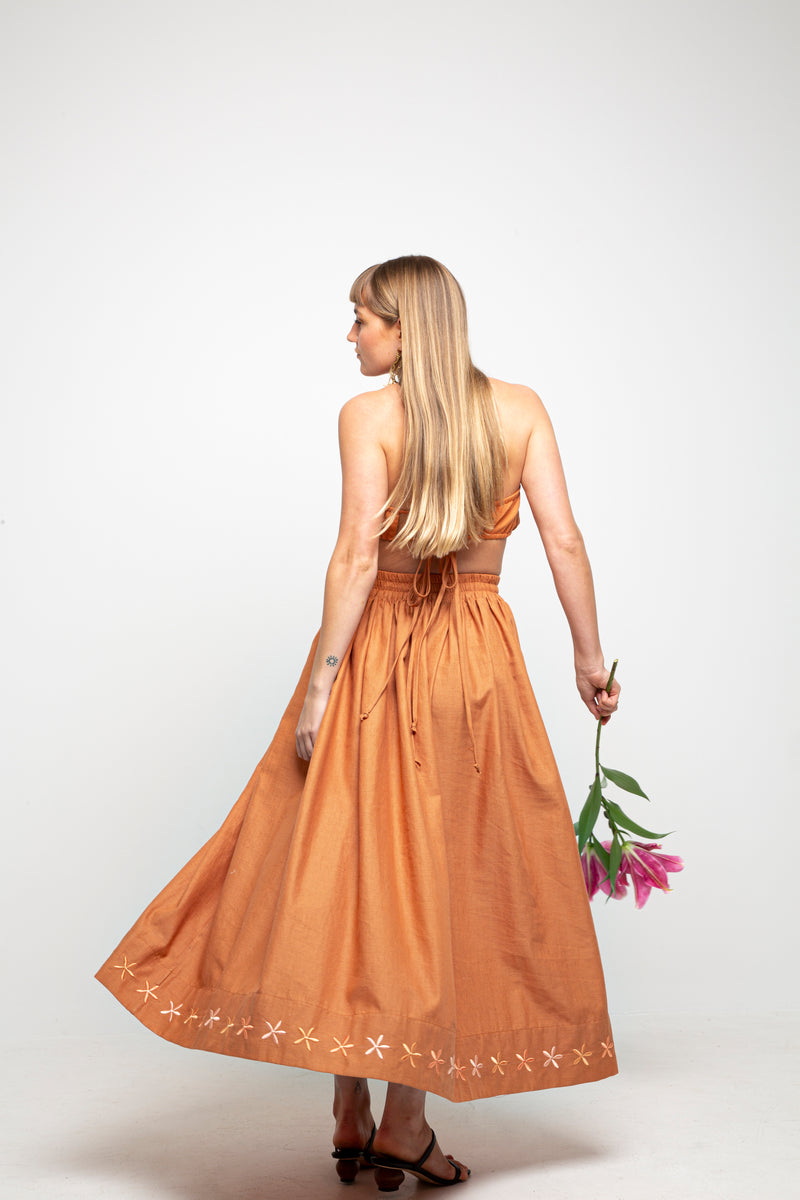 FLOWERS FOREVER BUBBLE TIE TOP - TERRACOTTA