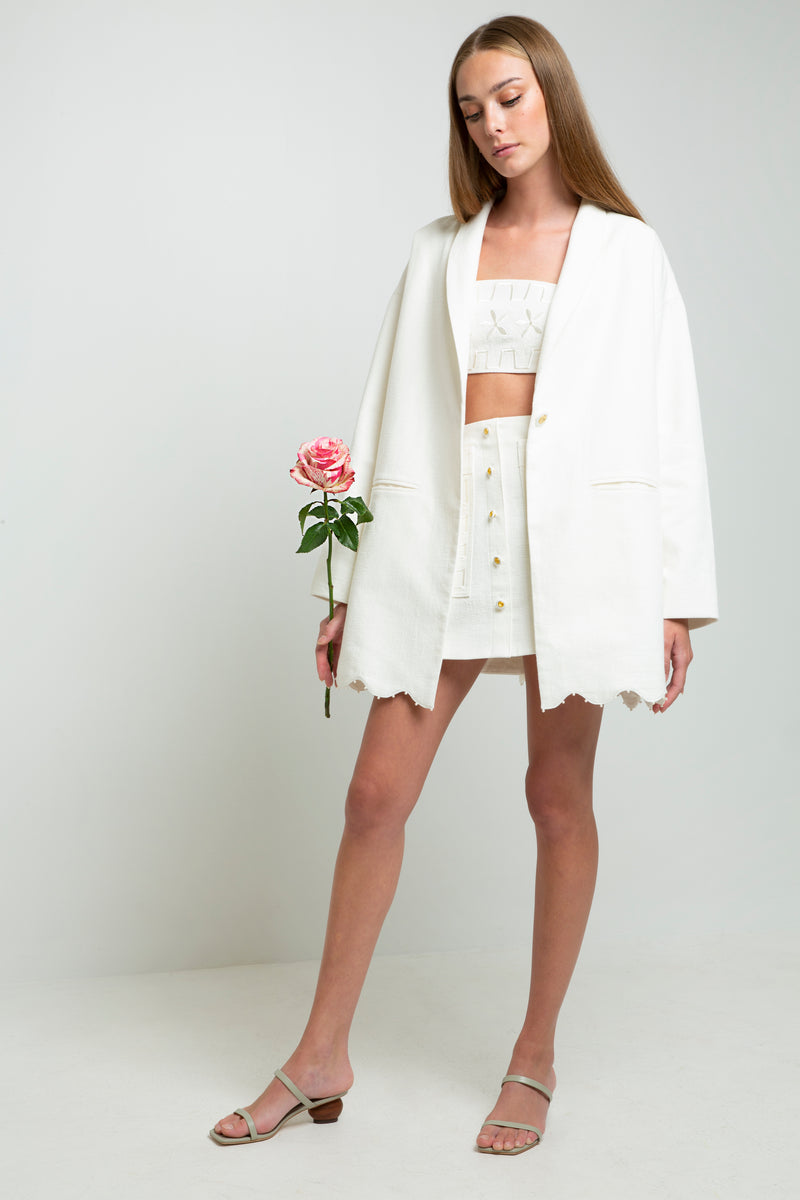 FLOWERS FOREVER EMBROIDERED BODICE - MAGNOLIA