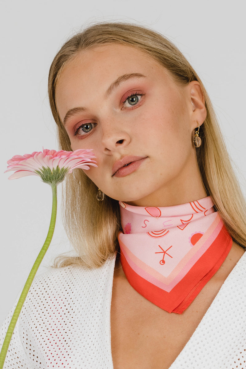 THE ISLAND SILK MINI SCARF - PINK