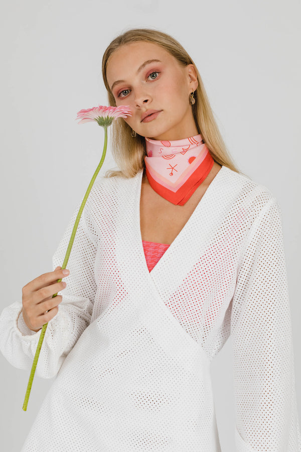 THE ISLAND MINI SILK SCARF - WHITE