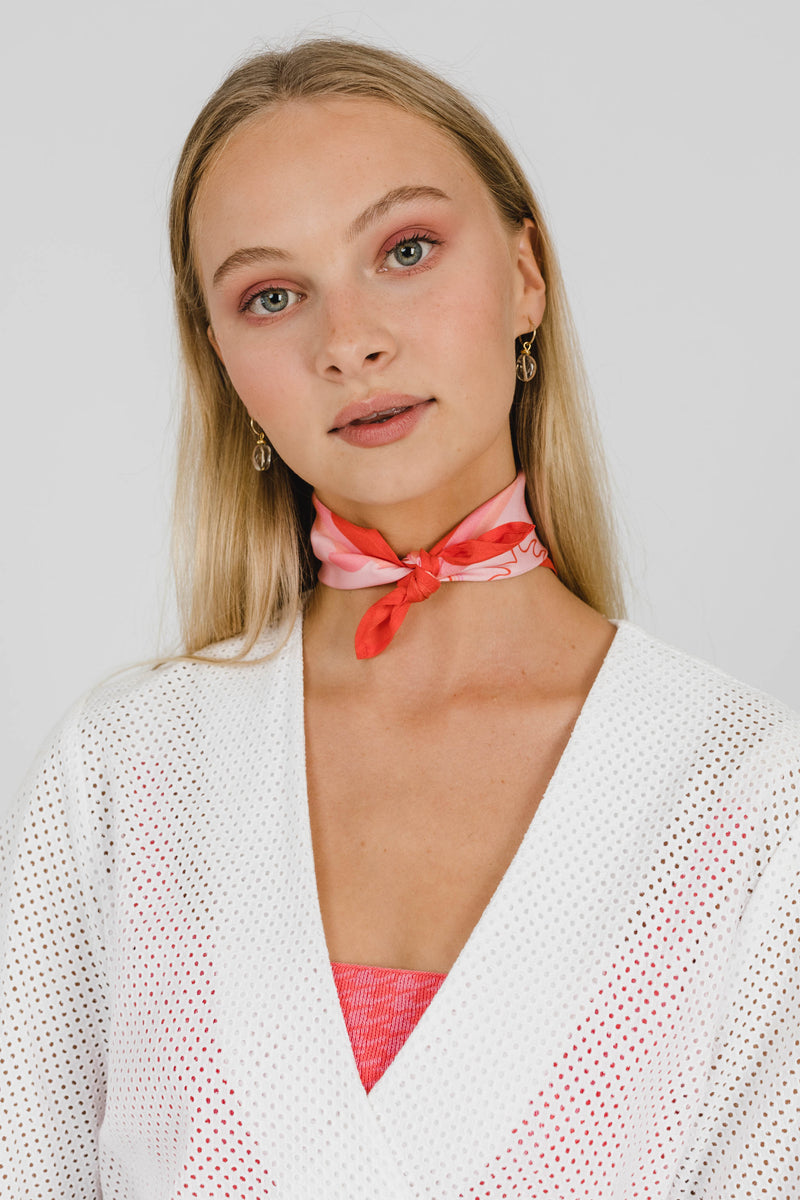 THE ISLAND SILK MINI SCARF - PINK