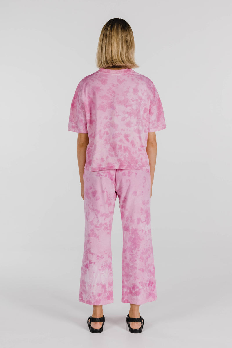 FLOWER POWER ORGANIC COTTON TIE DYE PANT - VINTAGE PINK