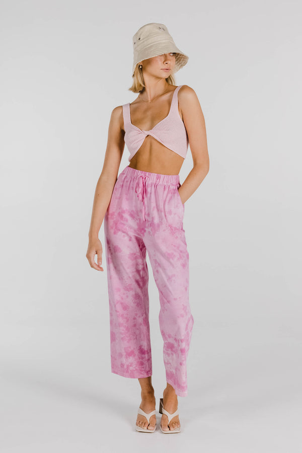 FLOWER POWER ORGANIC COTTON TIE DYE PANT - VINTAGE PINK