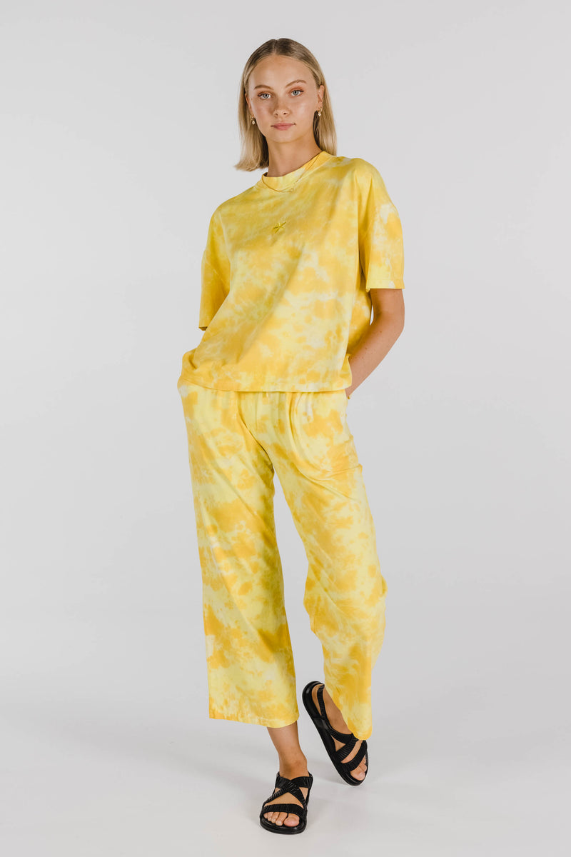 FLOWER POWER ORGANIC COTTON TIE DYE PANT - LEMON