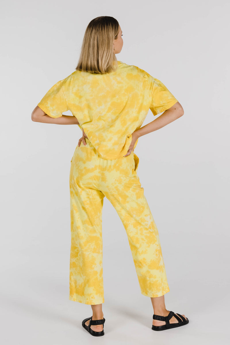 FLOWER POWER ORGANIC COTTON TIE DYE PANT - LEMON