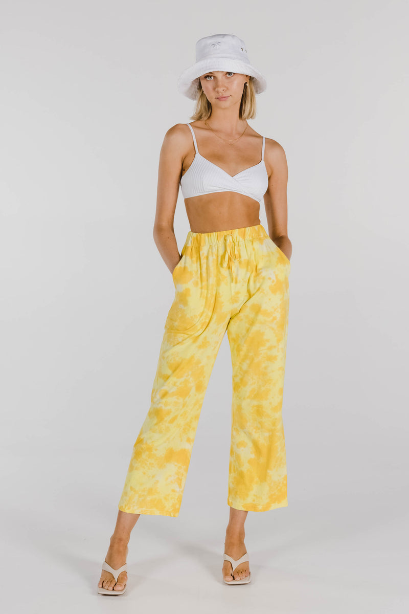 FLOWER POWER ORGANIC COTTON TIE DYE PANT - LEMON