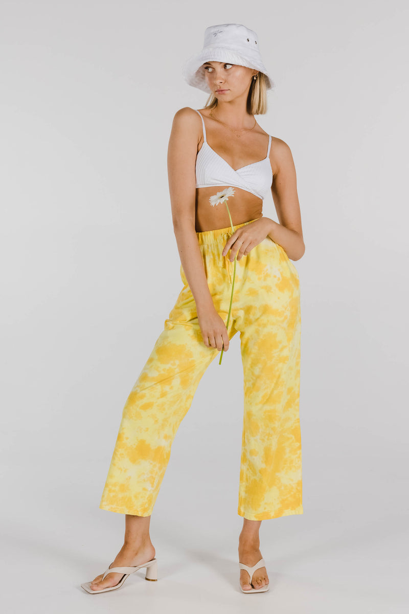 FLOWER POWER ORGANIC COTTON TIE DYE PANT - LEMON
