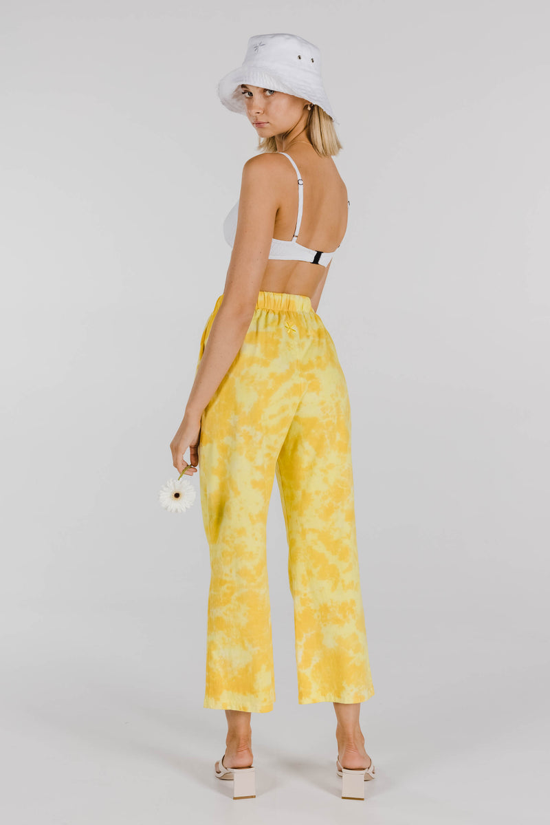 FLOWER POWER ORGANIC COTTON TIE DYE PANT - LEMON